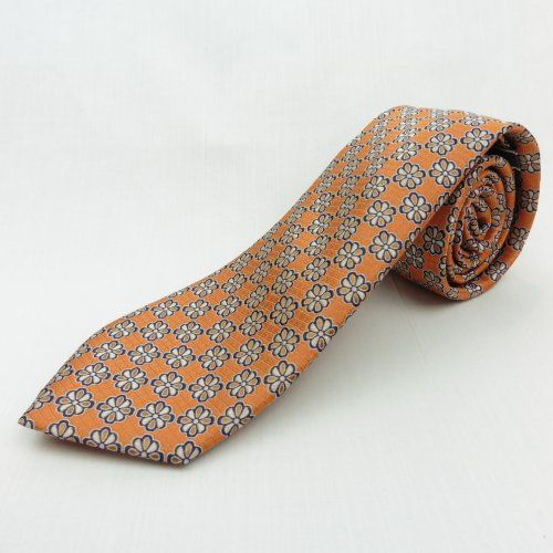 Corbata naranja con flores de Boccola