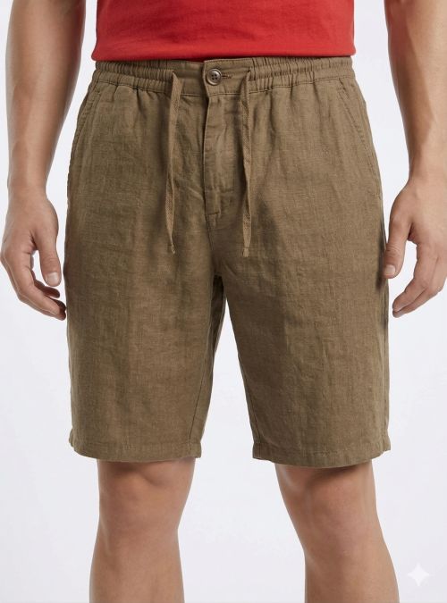 Pantalón corto lino goma verde de Tayron's
