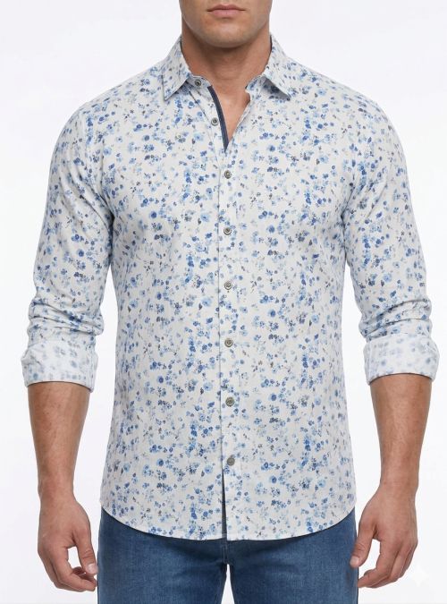 Camisa flores azules de Dos Galgos
