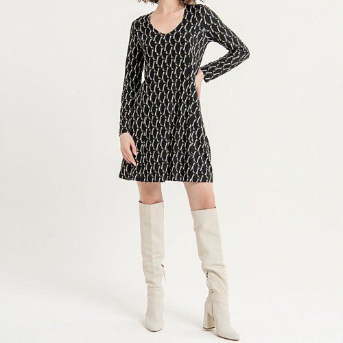 Vestido punto negro estampado de Surkana
