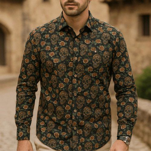 Camisa calaveras y flores de Yellow Skin