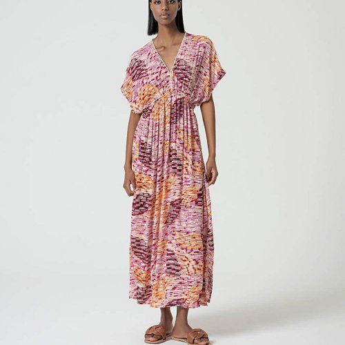 Vestido largo estampado tonos rosas de Surkana