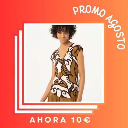 Camiseta hojas grandes camel de Surkana Camiseta hojas grandes camel de Surkana
