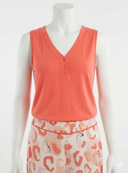 Camiseta escote pico naranja de WNT Collection