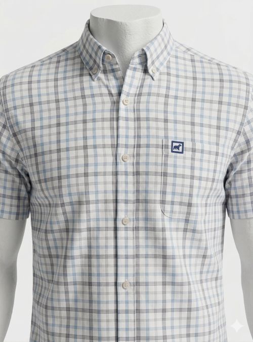 Camisa cuadros azul marino y turquesa de Dos Galgos