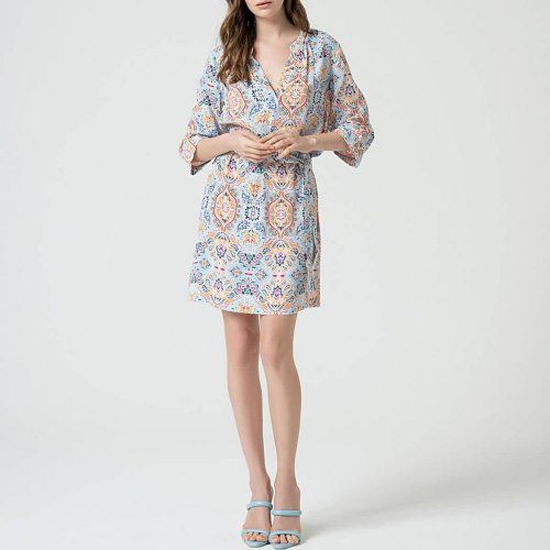 Vestido manga al codo estampado multi color de Surkana