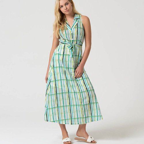 Vestido largo cuadros verdes de Surkana