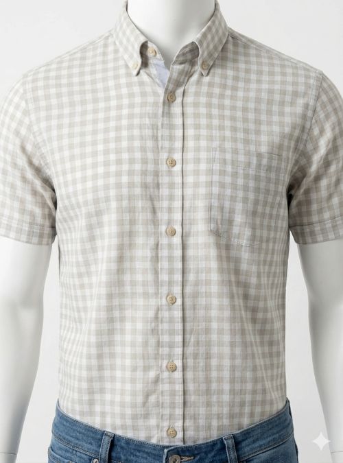 Camisa cuadros blanco, celeste y beige de Corsare