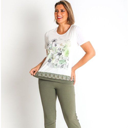 Camiseta blanca con dibujo verde de Nayat