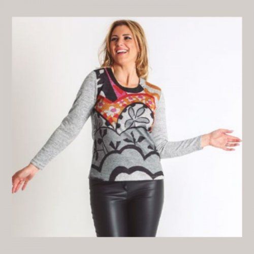 Jersey gris estampado delante de Nayat