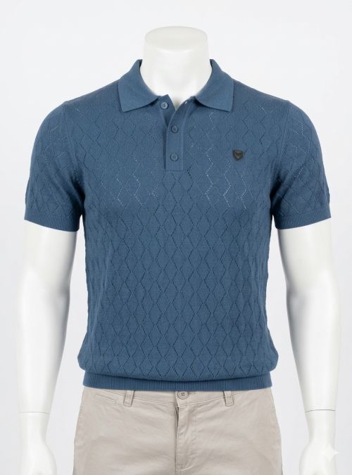 Polo de punto desagujago azul de Dark & Fish