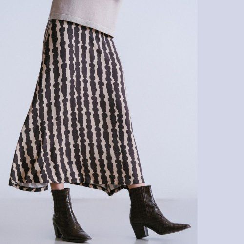 Falda larga beige dibujo marrón de WNT Collection