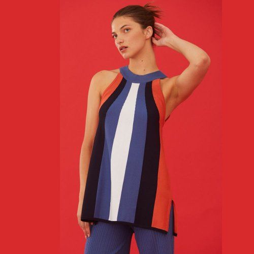 Top de punto de rayas anchas de WNT Collection