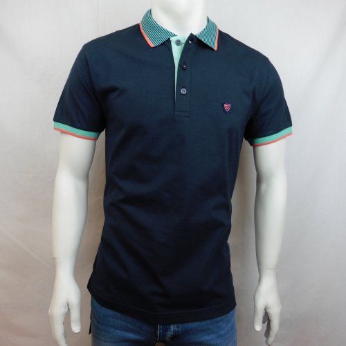 Polo azul cuello rayas de Tomé