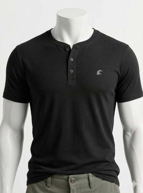 Camiseta botones negra de Dos Galgos