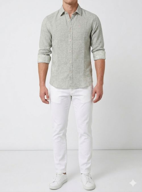 Camisa lino verde de Corsare
