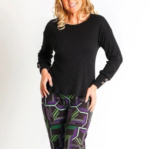 Jersey canalé negro lúrex  de Lourdes Castillo