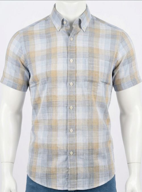 Camisa cuadros grandes azules y beige de Corsare