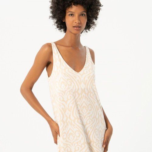 Vestido blanco estampado grande arena de Surkana