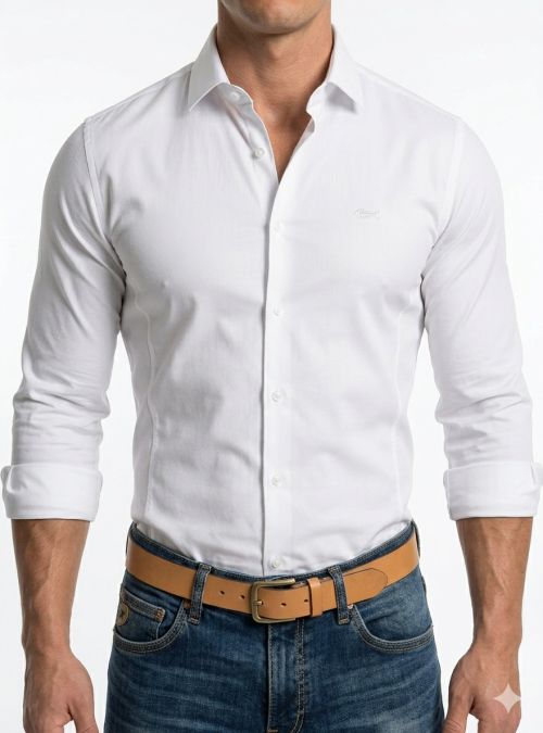 Camisa blanca bambú de Dark & Fish